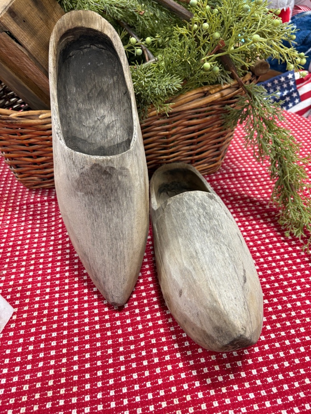 Rustic Wooden Shoe Clogs - Pair